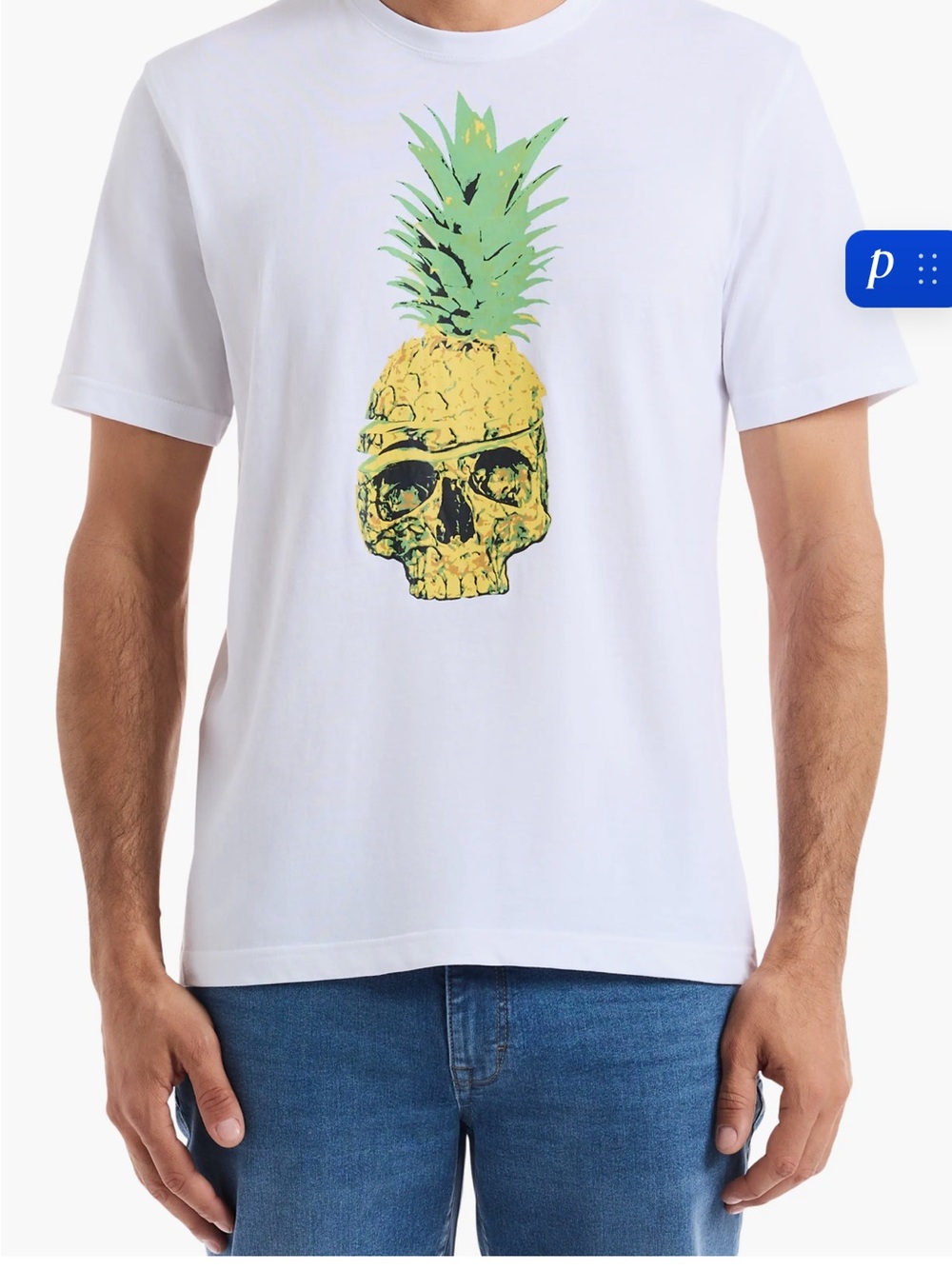 Robert Graham Men's White Graphic “Skull Island” Pineapple T‑Shirt.NWT